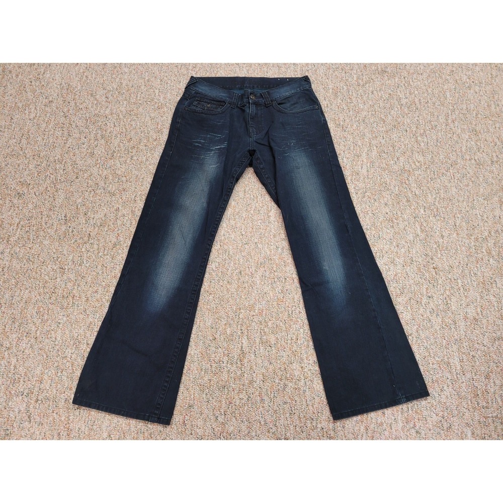 Guess Jeans Denim Pants Womens 33 Blue Bootcut V-Stitch Flap Pocket Y2K